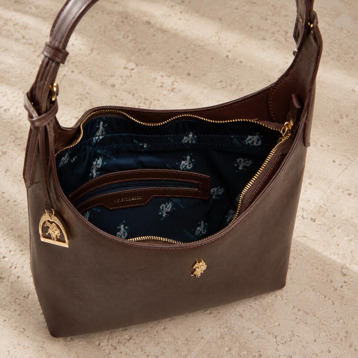 U.S. Polo Assn Chocolate Brown Hobo Bag, Jones Shoulder Tote Bag, Women’s Large Everyday Handbag, Brown Gift for Her