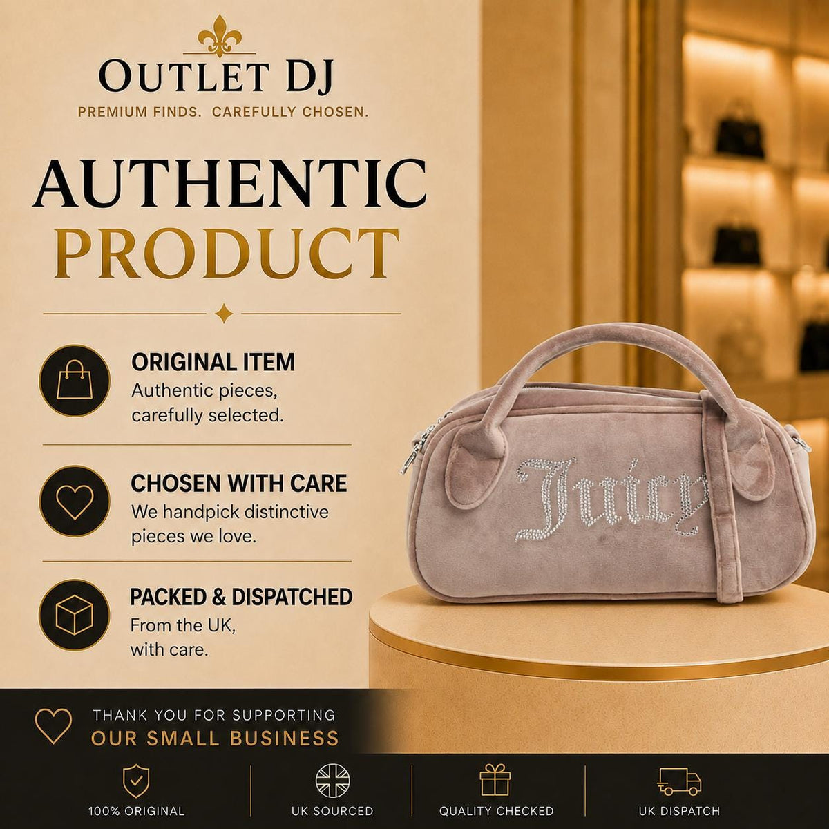 Juicy Couture Taupe Velour Bowling Handbag, Rhinestone Logo Purse, Matching Wallet, Shoulder Bag for Her