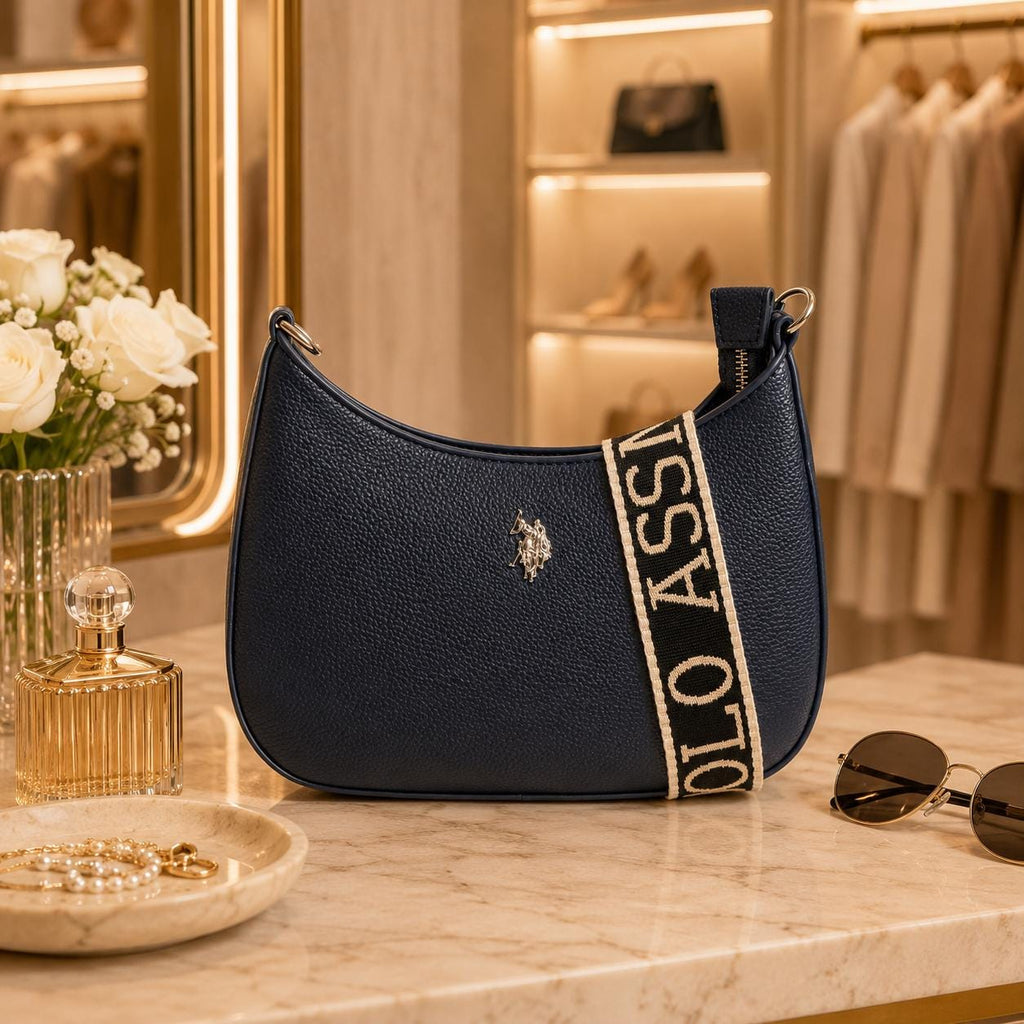 U.S. Polo Assn Navy Shoulder Bag, Mansion Crossbody Bag, Women’s Adjustable Strap Handbag, Everyday Bag, Gift for Her