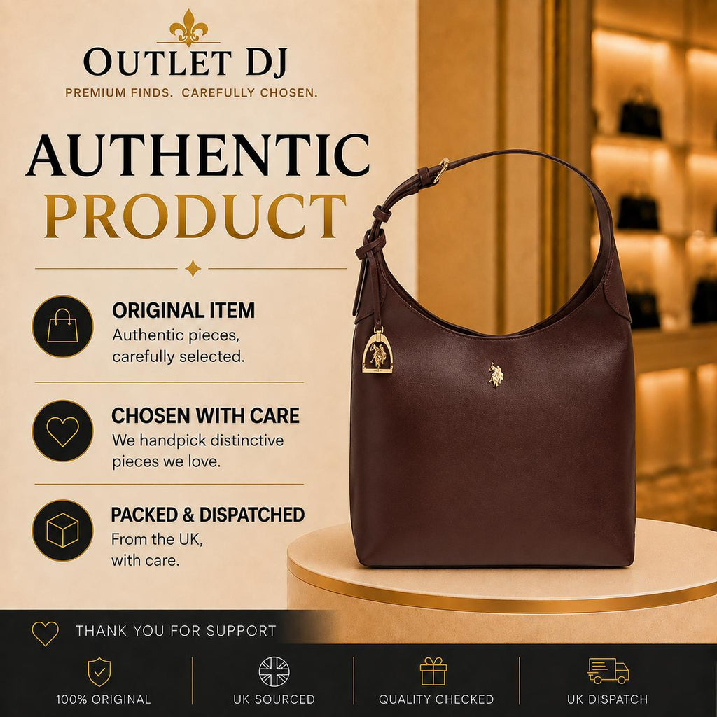 U.S. Polo Assn Chocolate Brown Hobo Bag, Jones Shoulder Tote Bag, Women’s Large Everyday Handbag, Brown Gift for Her