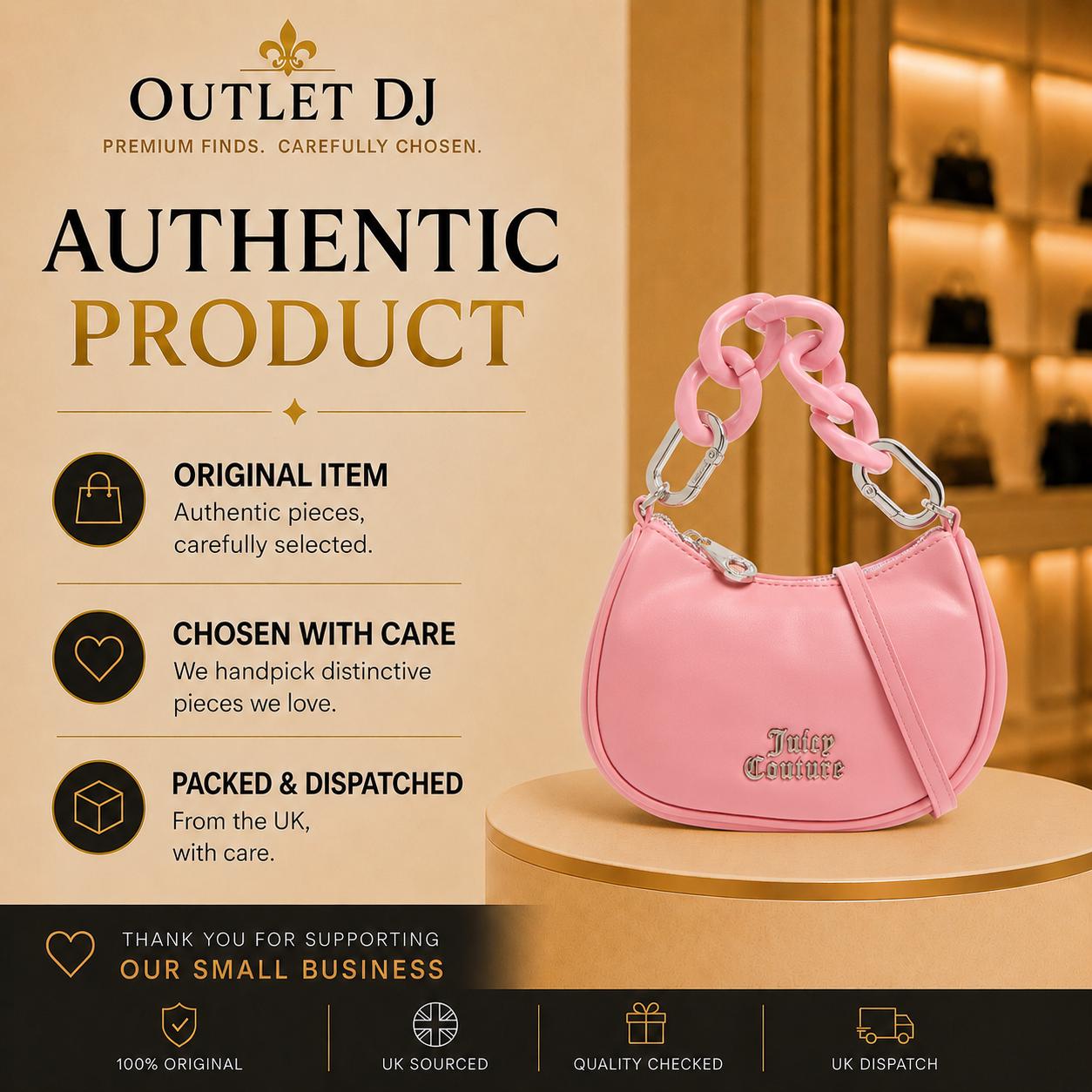 Juicy Couture Pink Grab Bag, Pink Shoulder Bag, Chunky Chain Handbag, Faux Leather Purse, Detachable Strap, Gift for Her
