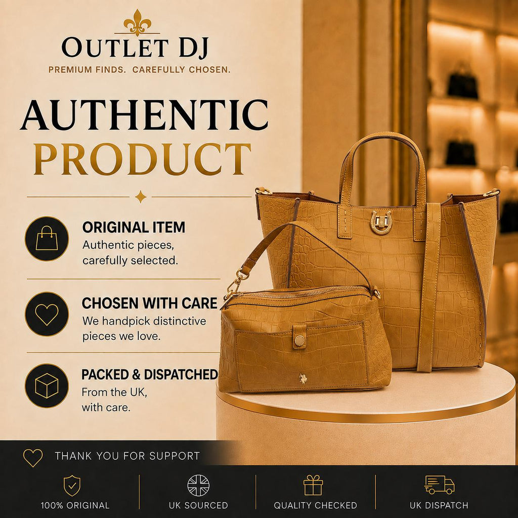 US Polo Assn Brown Reptile Effect Tote Bag, Middleton Womens Shoulder Handbag, Gold Hardware, Crossbody Bag, Gift for Her