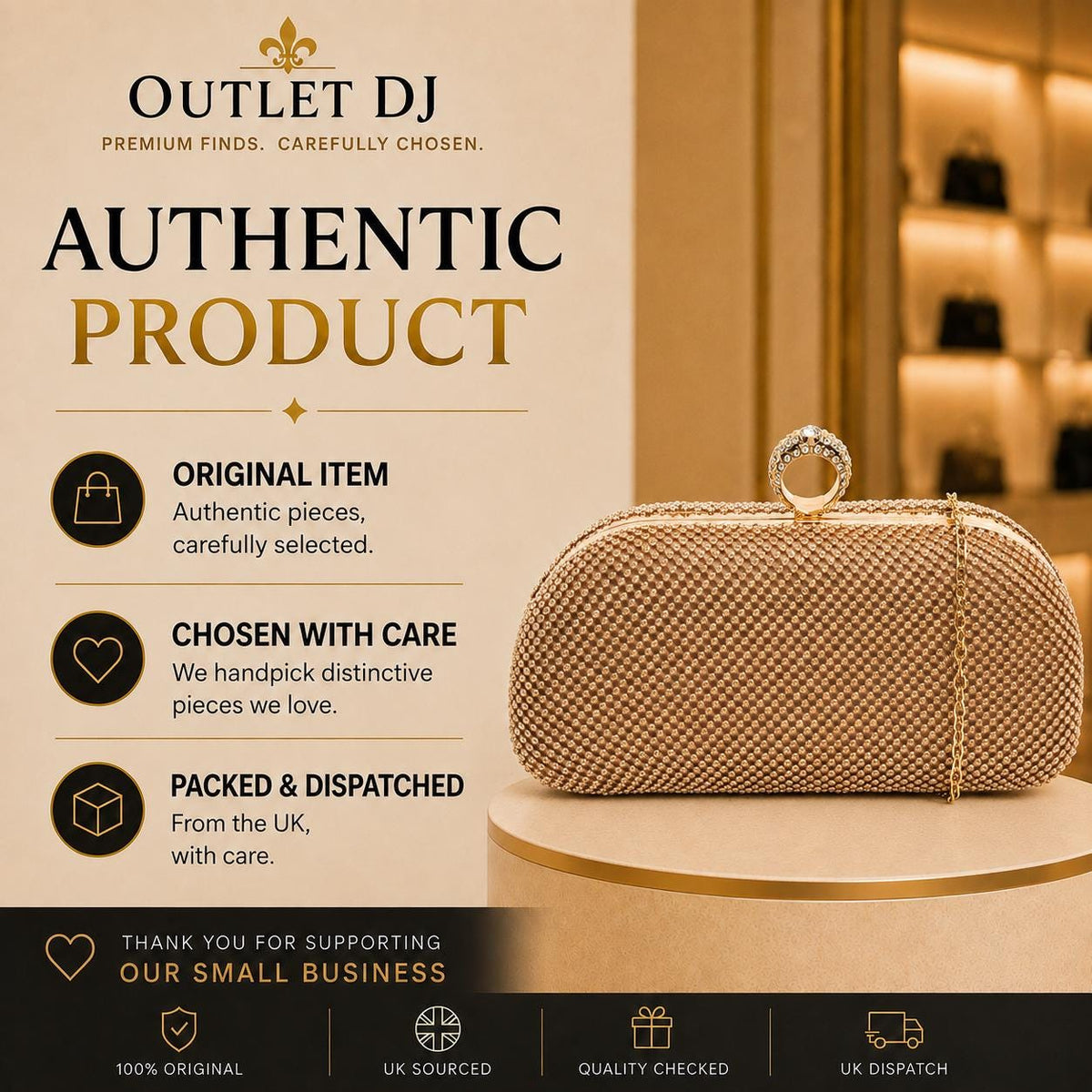 Juicy Couture Tan Grab Bag, Embellished Evening Clutch Bag, Gold Chain Shoulder Bag, Sparkle Party Purse, Gift for Her