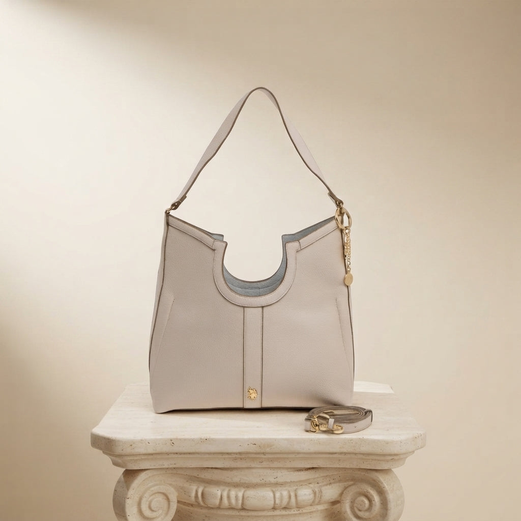 Unbranded Beige Lawson Shoulder Bag, Y2K Vintage Inspired Hobo Purse, Gold Chain Charm, 2000s Aesthetic Handbag, Everyday Gift for Her