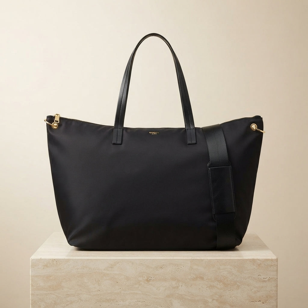 Osprey London Black Weekender Bag, Nylon Travel Tote, Large Overnight Luggage
