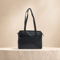 Rowallan Black Leather Handbag, Everyday Shoulder Bag, Work Tote, Minimalist