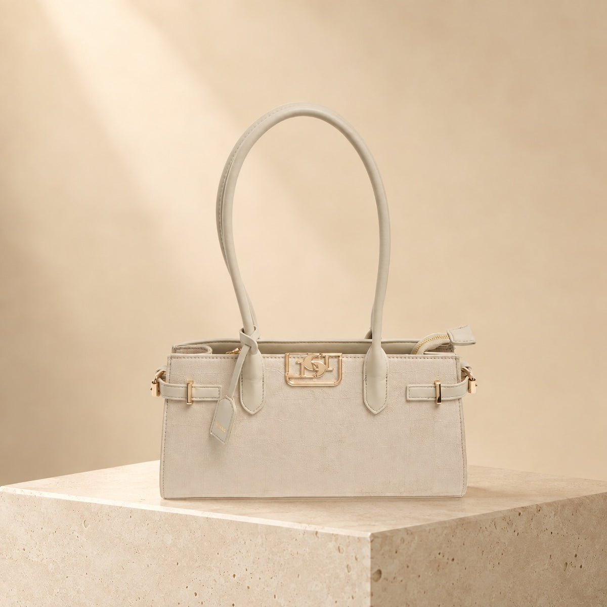 Dune Beige Shoulder Bag, Neutral Everyday Handbag, Chic Work Purse, Gift for Her