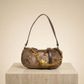 Juicy Couture Brown Bag, Velour Shoulder Bag, Gold Heart Charm