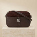 US Polo Assn Brown Crossbody Bag, Suede Leather, Everyday Shoulder Handbag