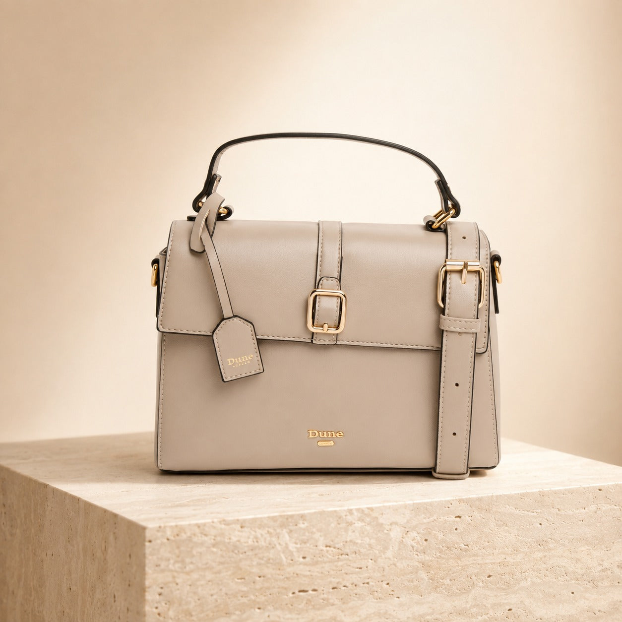 Dune London Grey Satchel Bag, Structured Top Handle Purse, Minimalist Handbag