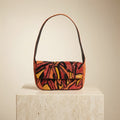 Mirasol Orange Beaded Shoulder Bag, Tropical Sunset Baguette, Evening Purse