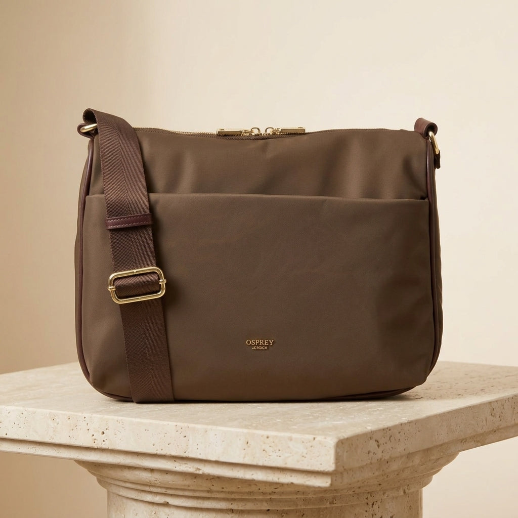 Osprey London Brown Shoulder Workbag, Nomad Zip Satchel, Minimalist Everyday