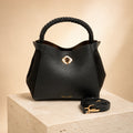 Luella Grey Black Bucket Bag, Gold Hardware, Everyday Work Handbag, Chic Gift