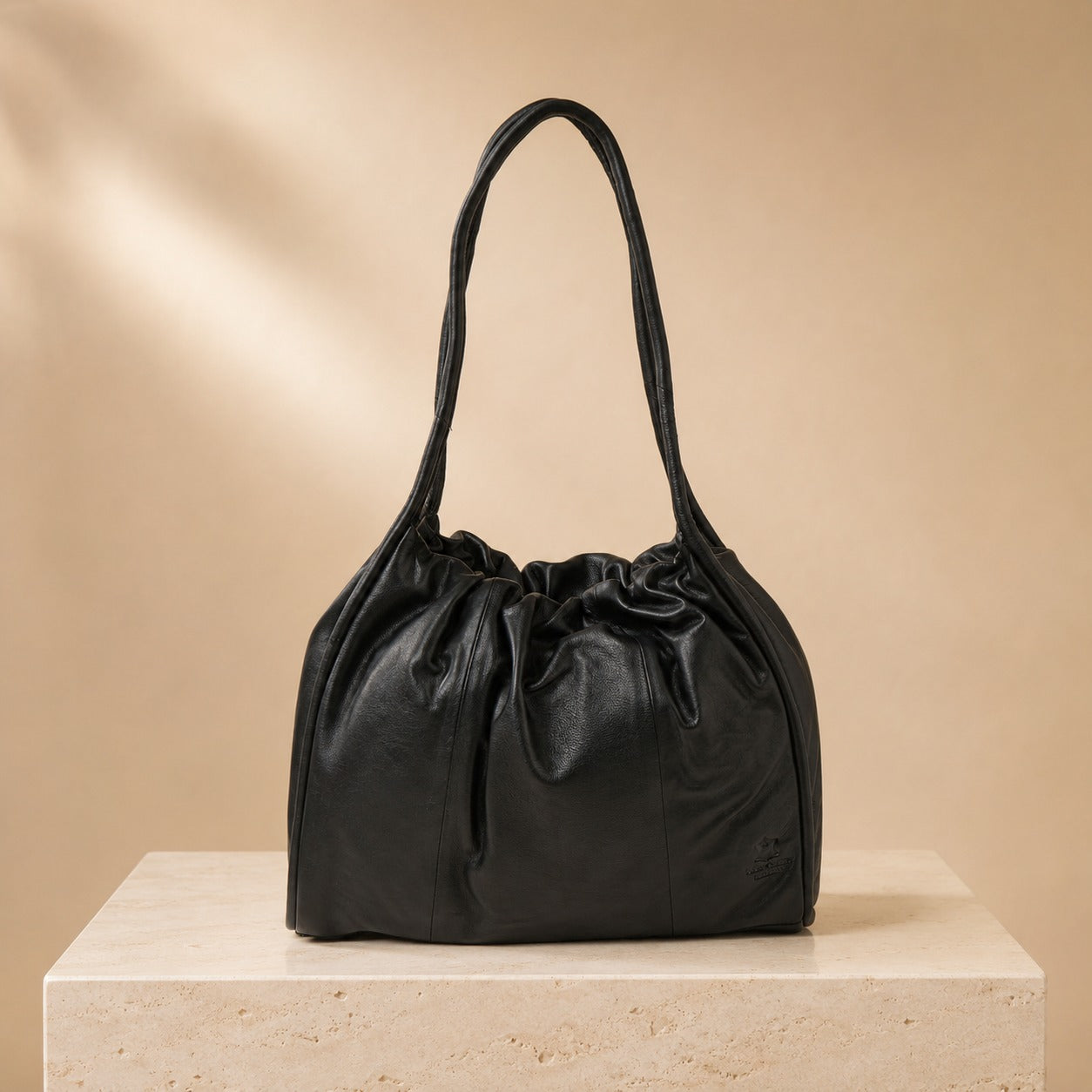 Leather Culture Black Shoulder Bag, Minimalist Everyday Hobo, Work Handbag