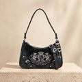 Juicy Couture Black Shoulder Bag, Crest Emblem, Silver Hardware, Aesthetic