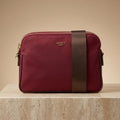 Osprey London Burgundy Nomad Bag, Nylon Crossbody, Gold Hardware