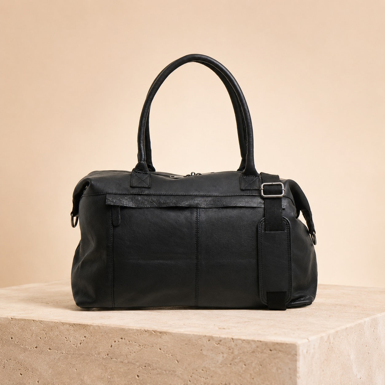 Leather Culture Black Duffle Bag, Leather Tote, Travel Weekender, Everyday