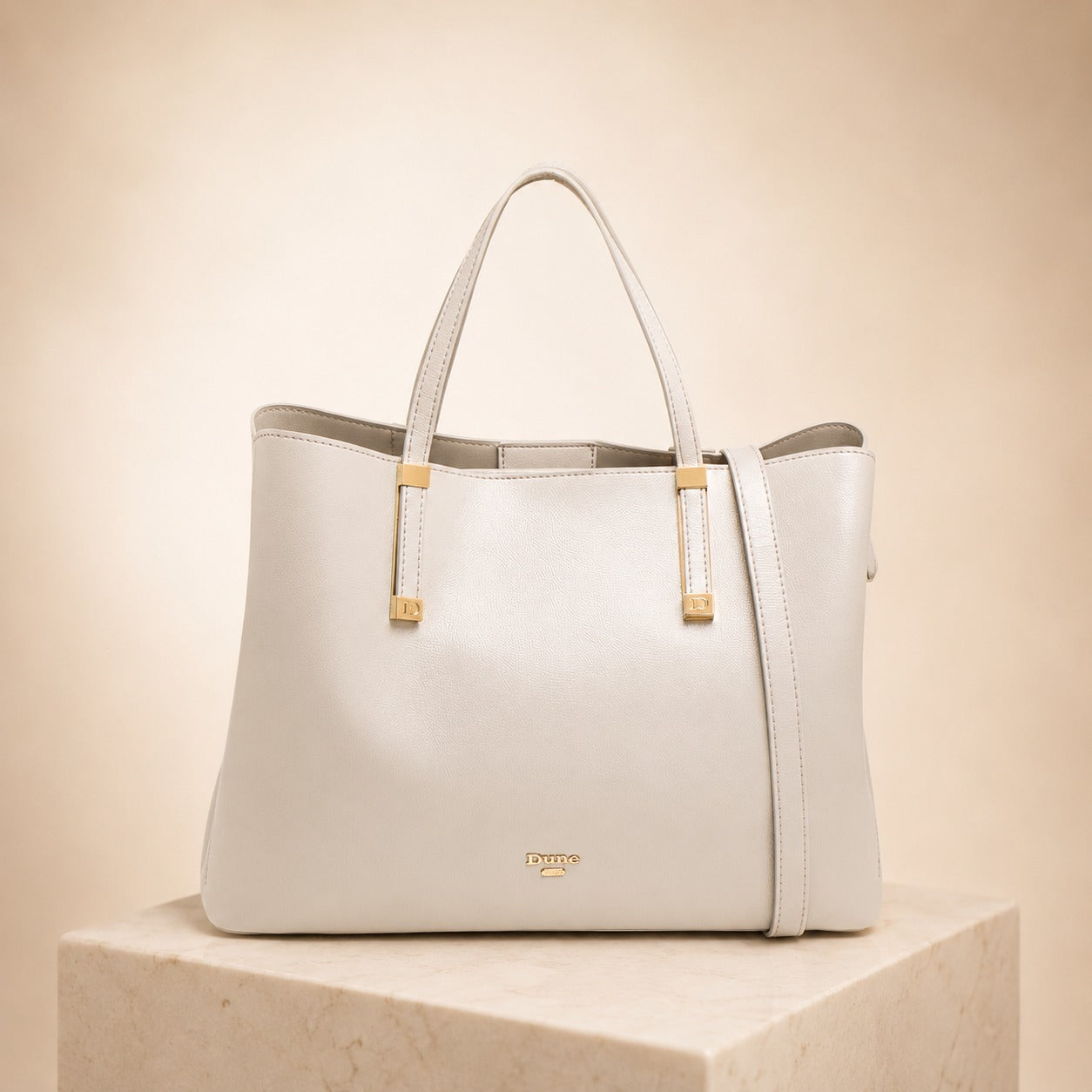 Dune London Grey Shoulder Bag, Minimalist Everyday Tote, Gold Hardware