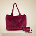 Juicy Couture Pink Tote Bag, Velvet Embroidered Script Logo, Everyday Shopper