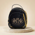 Juicy Couture Black Velour Backpack, Gold Chain Detail, Everyday School Bag