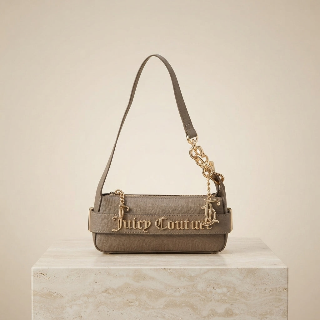 Juicy Couture Brown Jasmine Hobo Bag, Gold Chain, Small Shoulder Bag