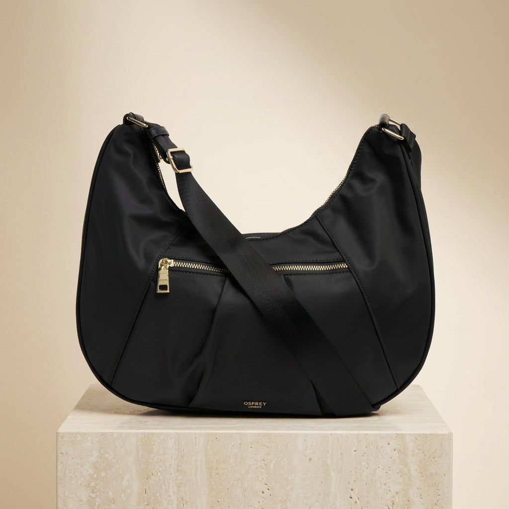 Osprey London Black Nomad Shoulder Bag, Minimalist Everyday Handbag