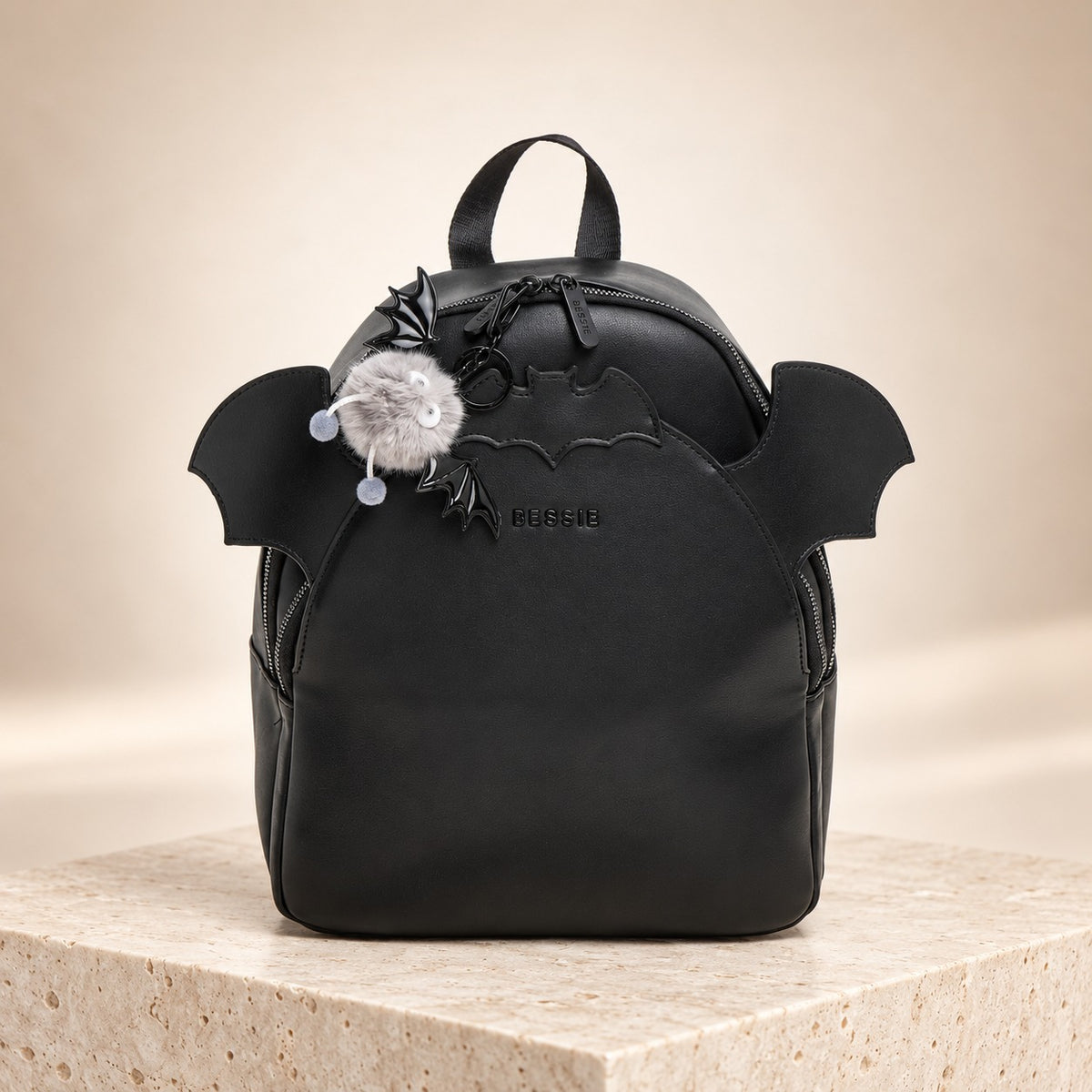 Bessie London Black Bat Backpack, Gothic Mini Bag, Halloween Backpack