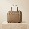 Juicy Couture Taupe Mini Tote Bag, Top Handle, Crossbody Strap, Gold Hardware