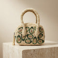 Mirasol Beige Beaded Bag, Avocado Motif Handbag, Cute Novelty Purse Gift