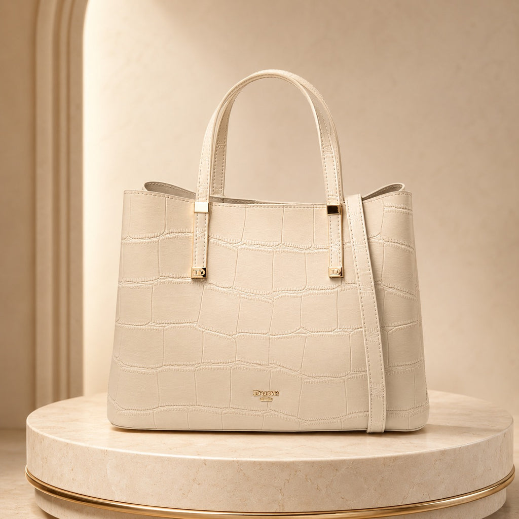 Dune Beige Croc Tote Bag, Designer Everyday Handbag, Work Bag, Minimalist Gift