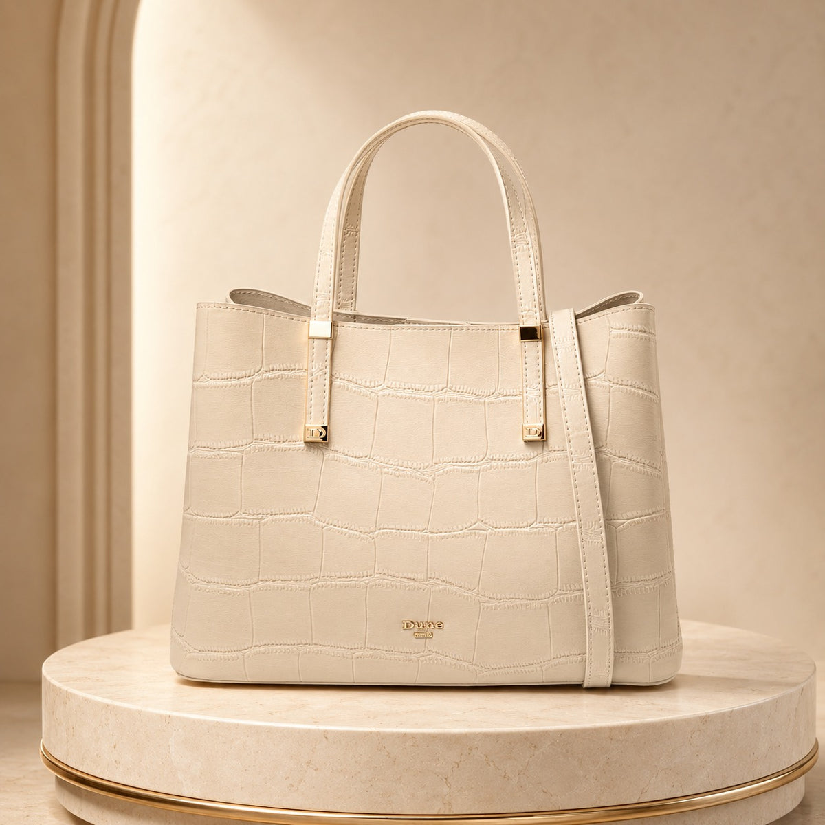 Dune Beige Croc Tote Bag, Designer Everyday Handbag, Work Bag, Minimalist Gift
