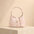Dune London Pink Shoulder Bag, Diddydoey Woven Top Handle Bag, Gold Chain