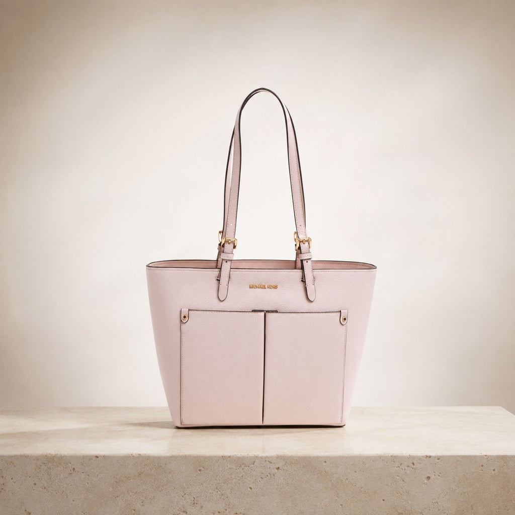 Michael Kors Powder Blush Jet Set Tote, Pink Pebbled Leather Shoulder Bag