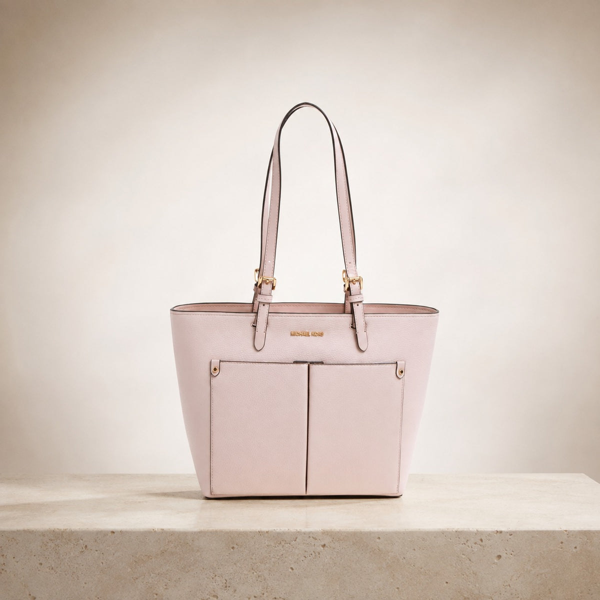 Michael Kors Powder Blush Jet Set Tote, Pink Pebbled Leather Shoulder Bag