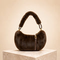 Bessie London Brown Faux Fur Shoulder Bag, Plush Winter Handbag, Soft Gift For Her