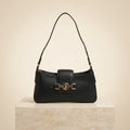 US Polo Assn Black Shoulder Bag, Gold Horsebit Hardware, Chic Everyday Tote
