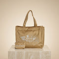 Juicy Couture Beige Shopping Tote Bag, Velour, Rhinestone Logo, Y2K Aesthetic