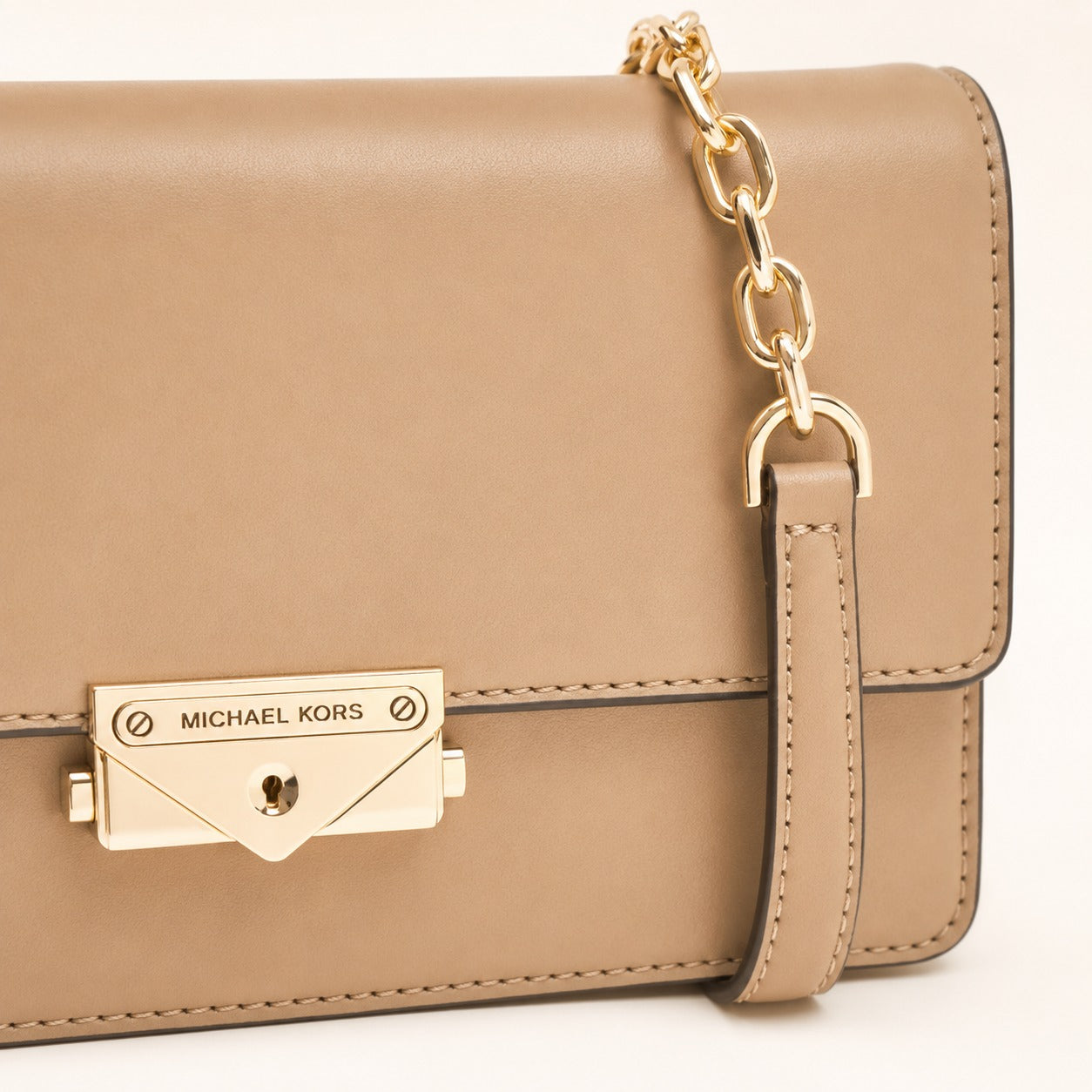 Michael Kors Beige Crossbody Bag, Neutral Minimalist Handbag, Chic Everyday Purse