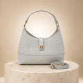 Dune London Grey Shoulder Bag, Woven Quilted Design, Gold Hardware, Everyday