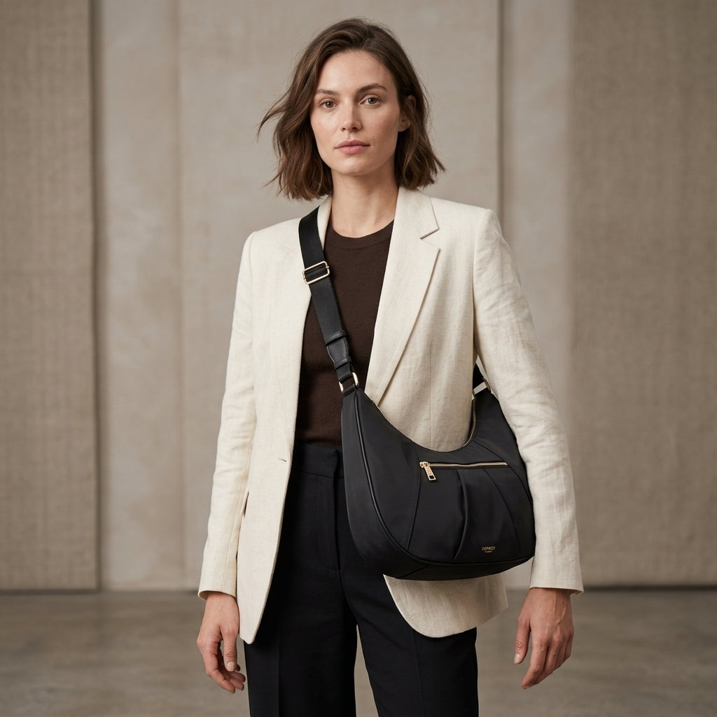 Osprey London Black Nomad Shoulder Bag, Minimalist Everyday Handbag