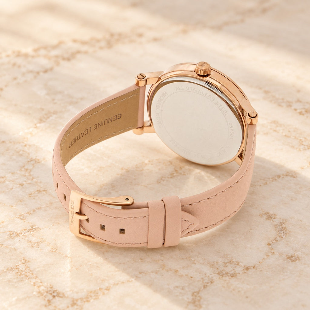 Michael Kors Rose Gold Crystal Watch, Blush Leather Strap
