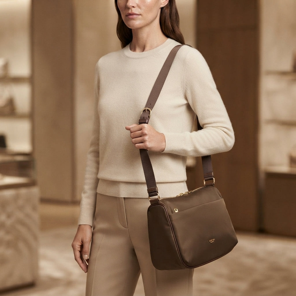 Osprey London Brown Shoulder Workbag, Nomad Zip Satchel, Minimalist Everyday