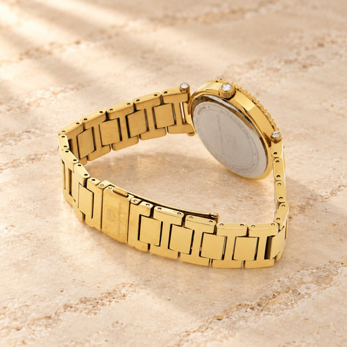 Chiara Ferragni Gold Watch, Crystal Bezel Analogue, Womens Designer Link