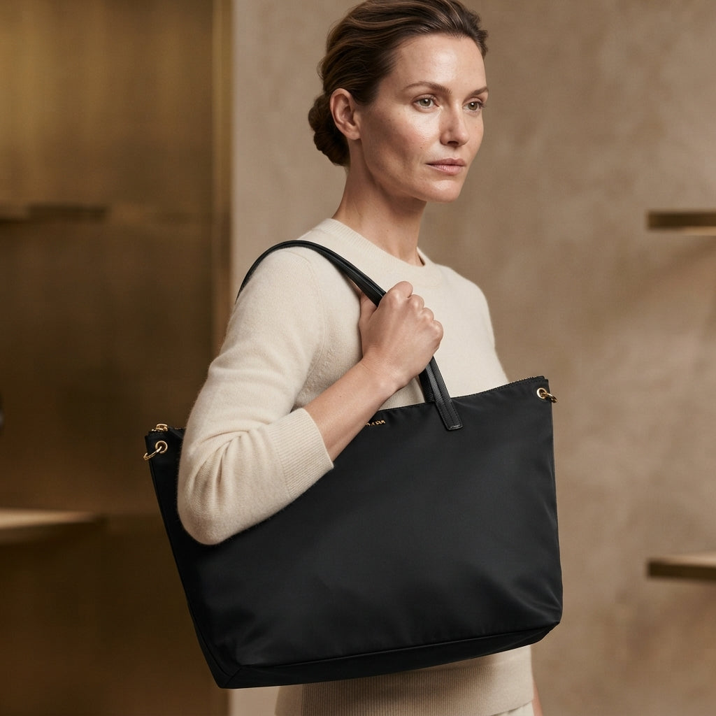 Osprey London Black Weekender Bag, Nylon Travel Tote, Large Overnight Luggage
