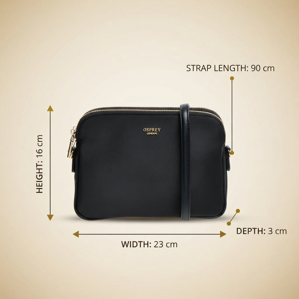Osprey London Black Nomad Crossbody Bag, Minimalist Everyday Purse, Gift for Her