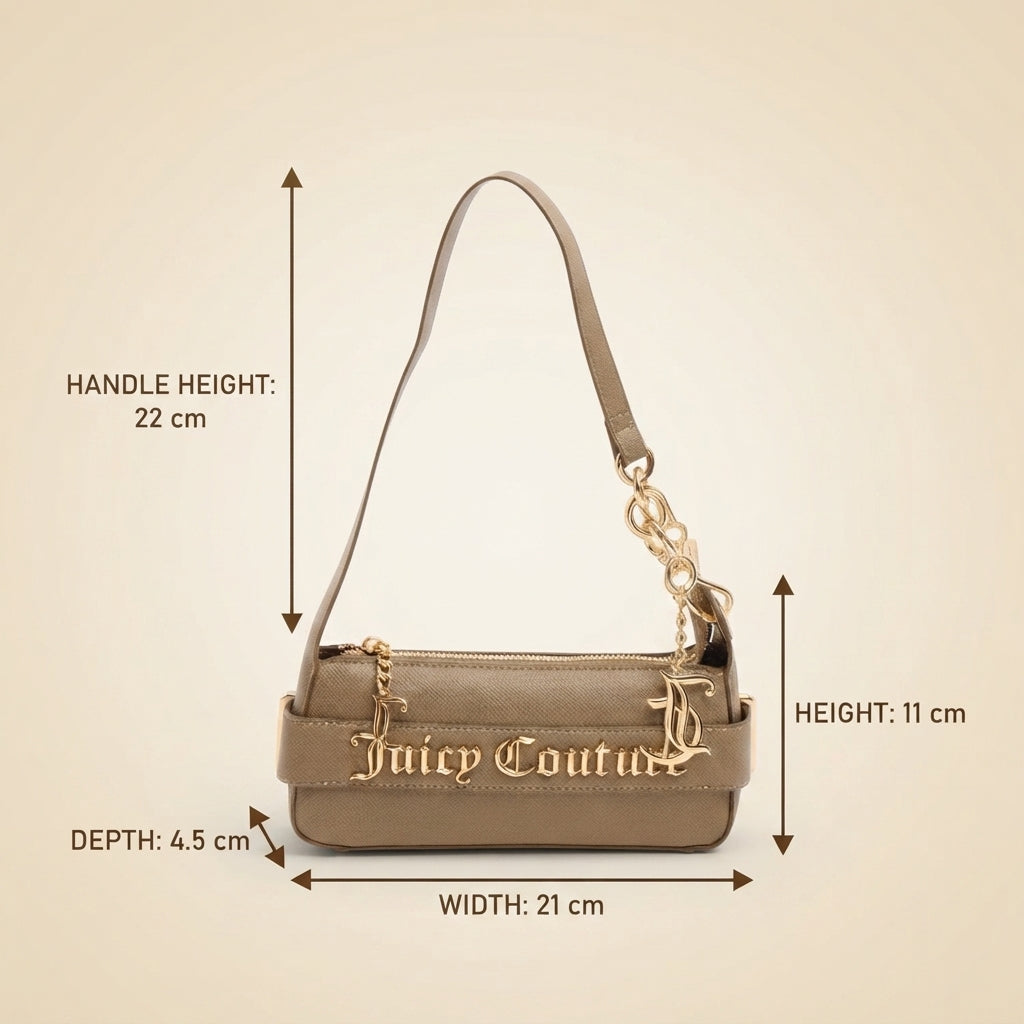 Juicy Couture Brown Jasmine Hobo Bag, Gold Chain, Small Shoulder Bag