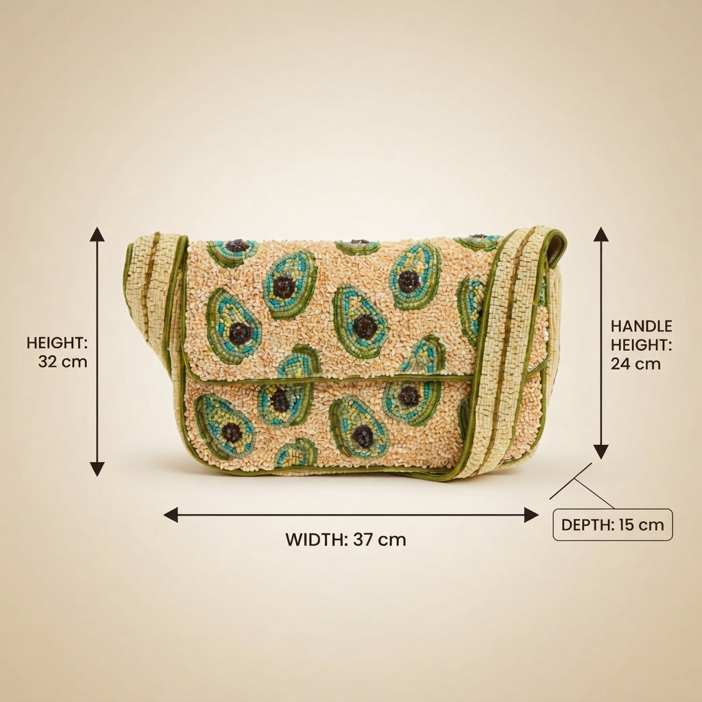 Mirasol Beaded Avocado Grab Bag, Multicoloured Food Novelty Handbag, Quirky Gift