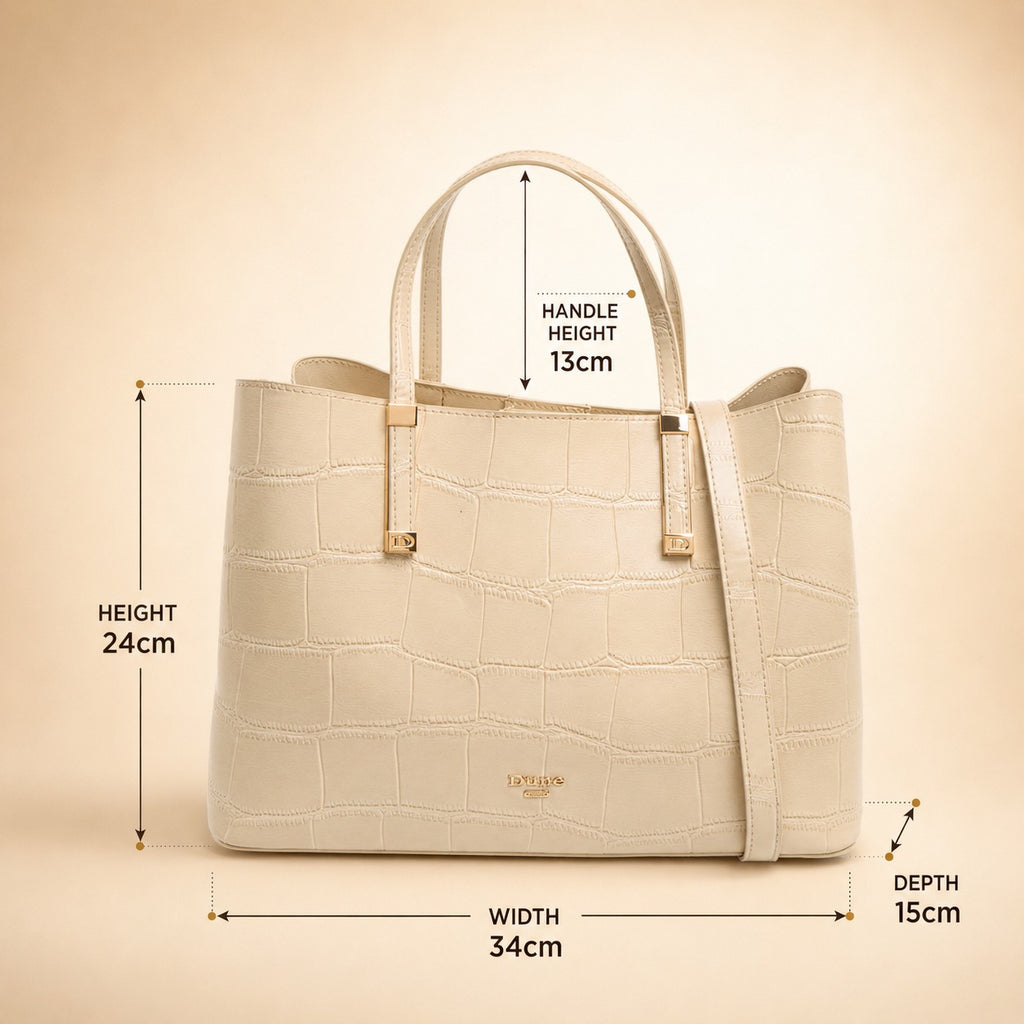 Dune Beige Croc Tote Bag, Designer Everyday Handbag, Work Bag, Minimalist Gift