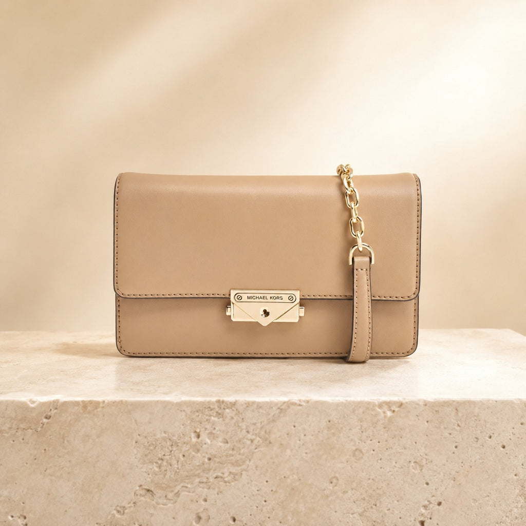 Michael Kors Beige Crossbody Bag, Neutral Minimalist Handbag, Chic Everyday Purse
