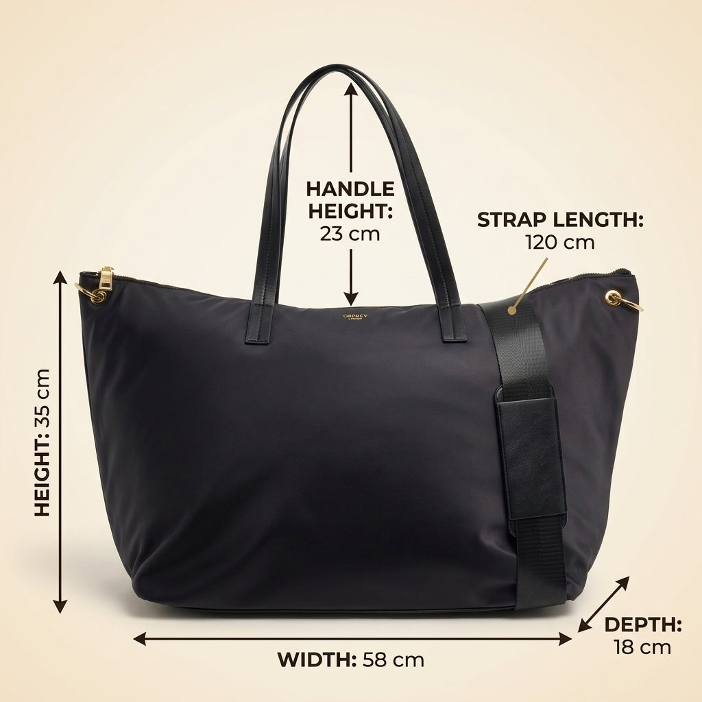 Osprey London Black Weekender Bag, Nylon Travel Tote, Large Overnight Luggage